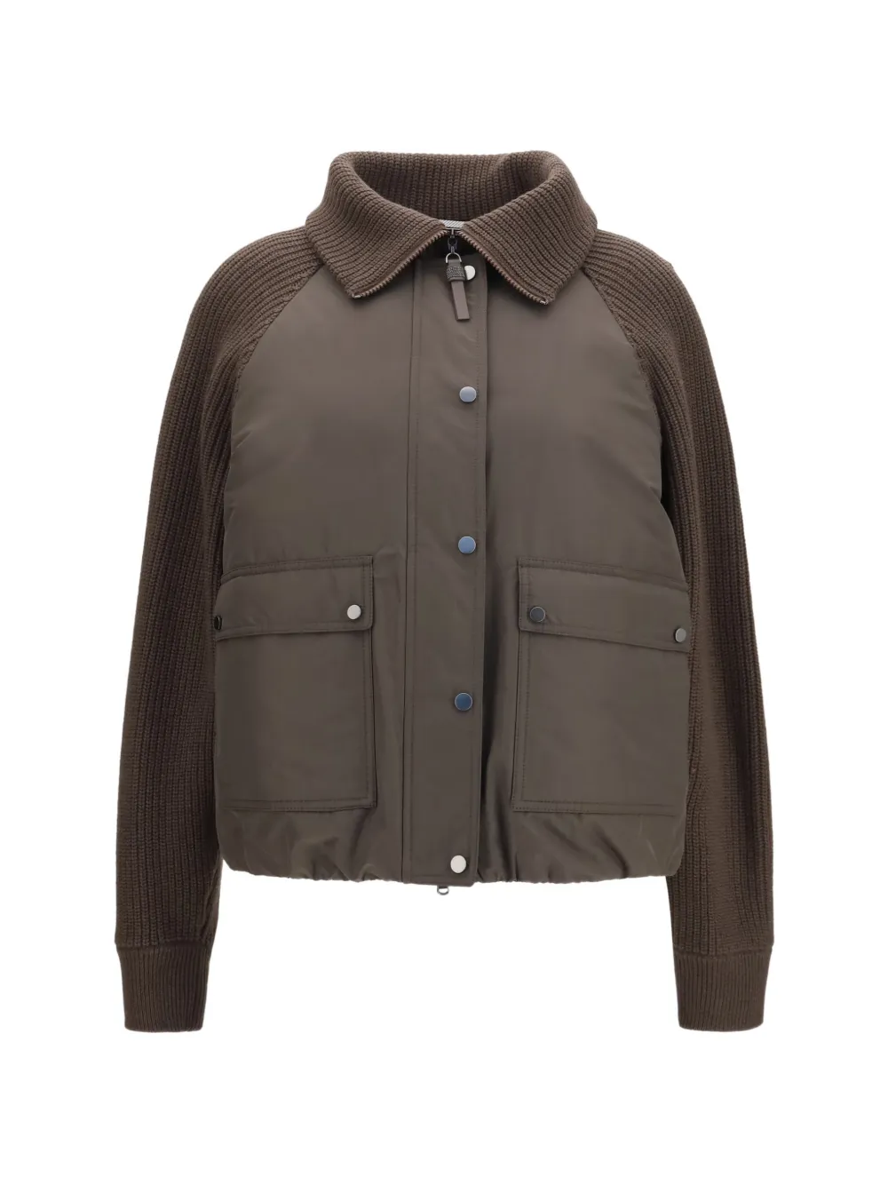 Brunello Cucinelli padded ribbed-knit jacket - Marrone