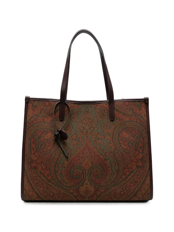 ETRO ペイズリー柄　ハンドバッグ　レザー　ブラウン ETRO ペイズリー ハンドバッグ | ブラウン | FARFETCH JP