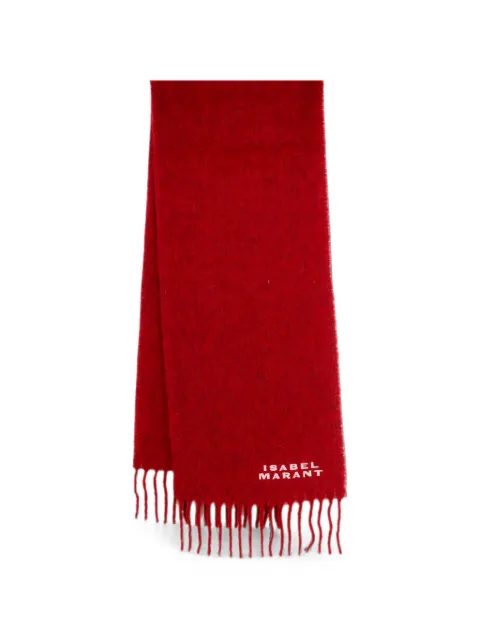 ISABEL MARANT Firmy logo-embroidered fringed scarf