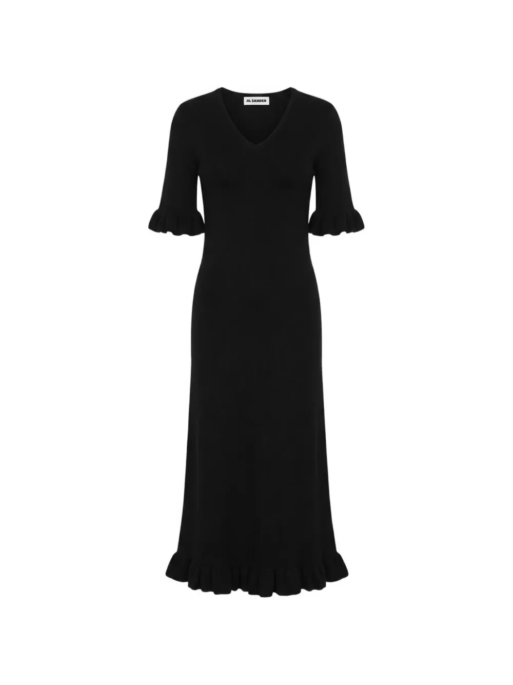 Jil Sander ruffle-trim V-neck maxi dress - Nero