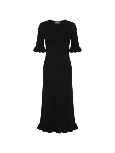 Jil Sander ruffle-trim V-neck maxi dress