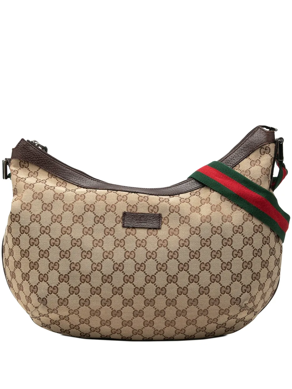 Gucci Pre-Owned Borsa a tracolla a mezza luna in tela GG con decorazione Web 2000-2015 - Toni neutri