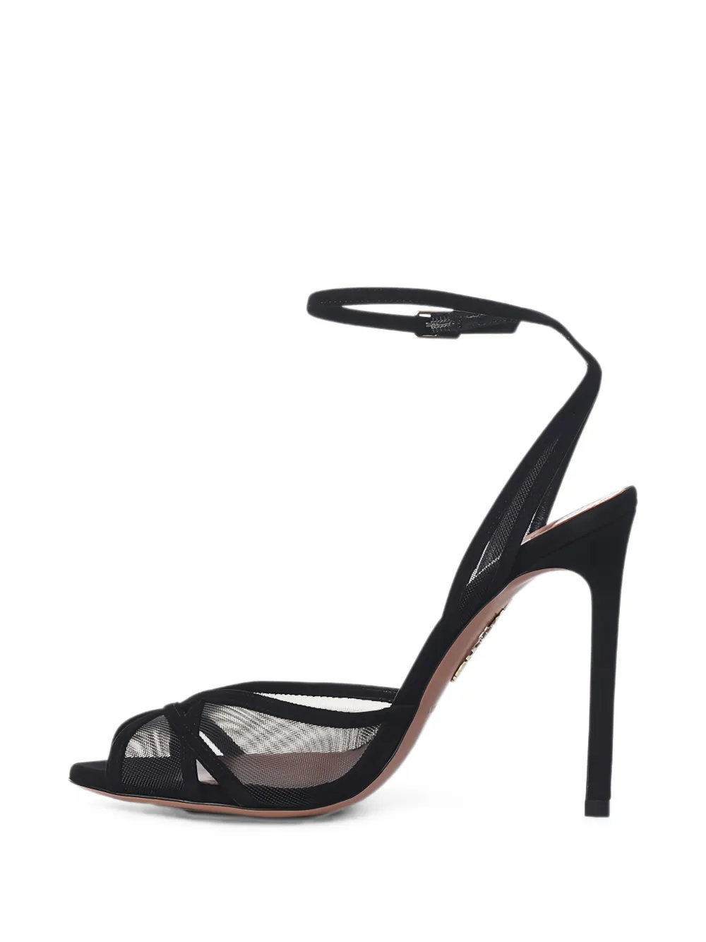 Aquazzura Shear mesh-panelled suede sandals Zwart