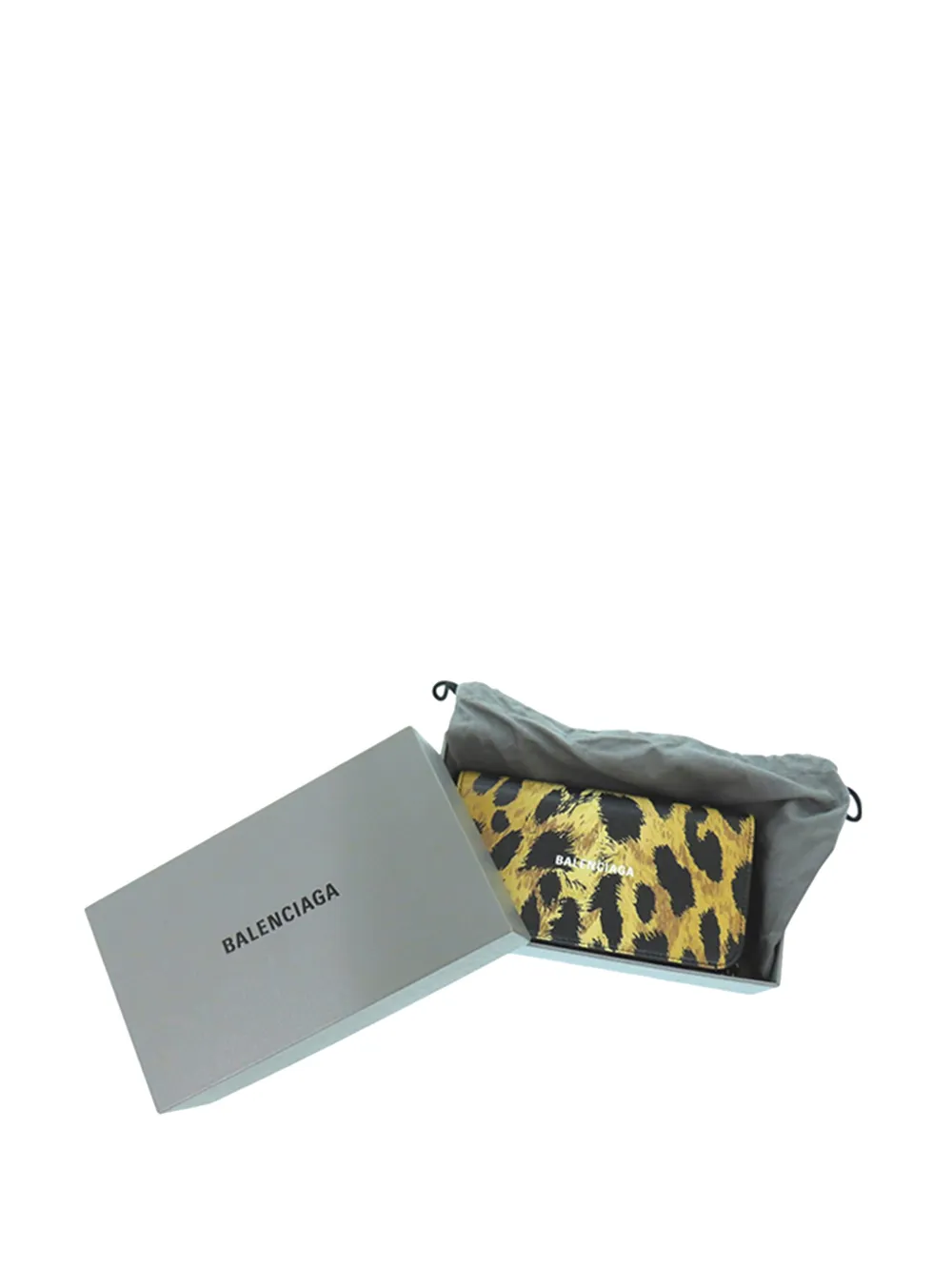  Balenciaga Pre-owned 2000-2017 Leopard Printed Calfskin Continental Wallet On Chain Crossbody Bag - Toni Neutri 