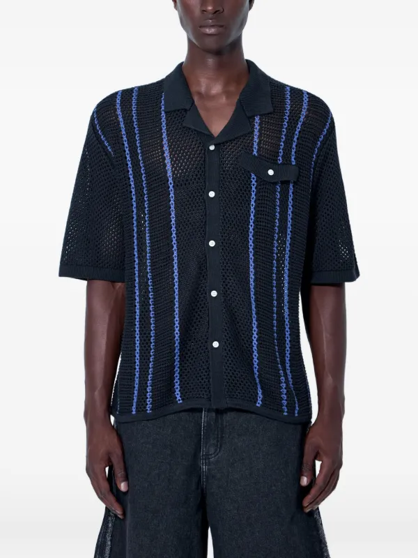 vans dress shirt Nick Michel Woven - Blues Linen Blend Made from 75% cotton and 25% linen for breathability and comfort Short Sleeves with Button Closure Easy to wear and layer in warmer temps Yarn Vans Monterey Flannel Buttondown Shirt