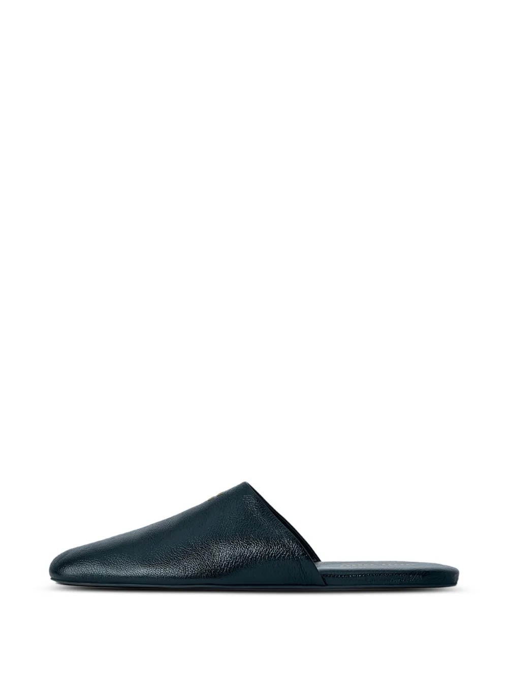 Miu logo-plaque leather slippers Groen
