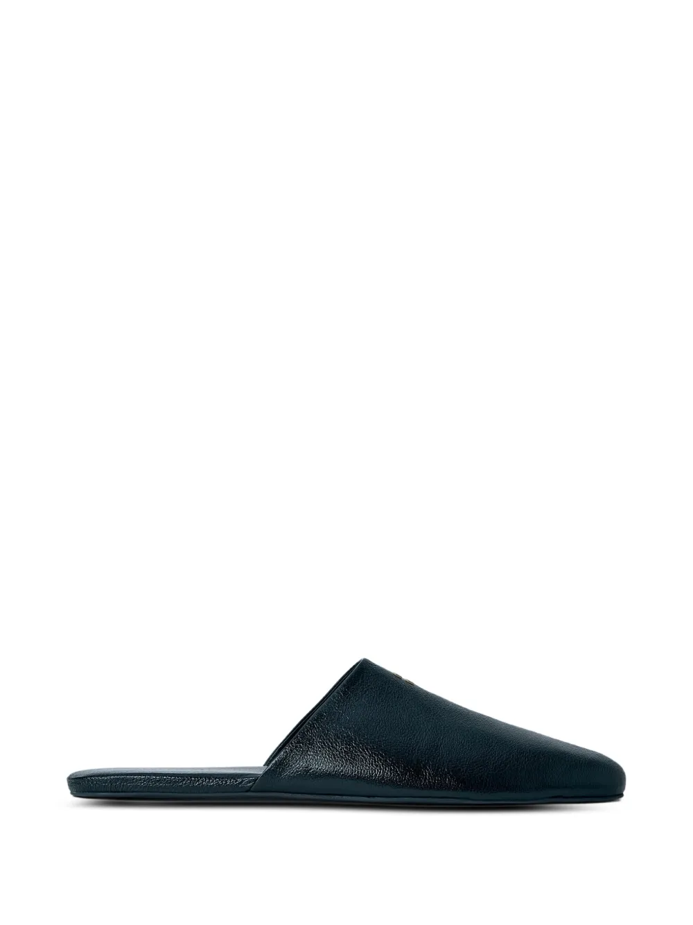 Miu Miu logo-plaque leather slippers - Grün