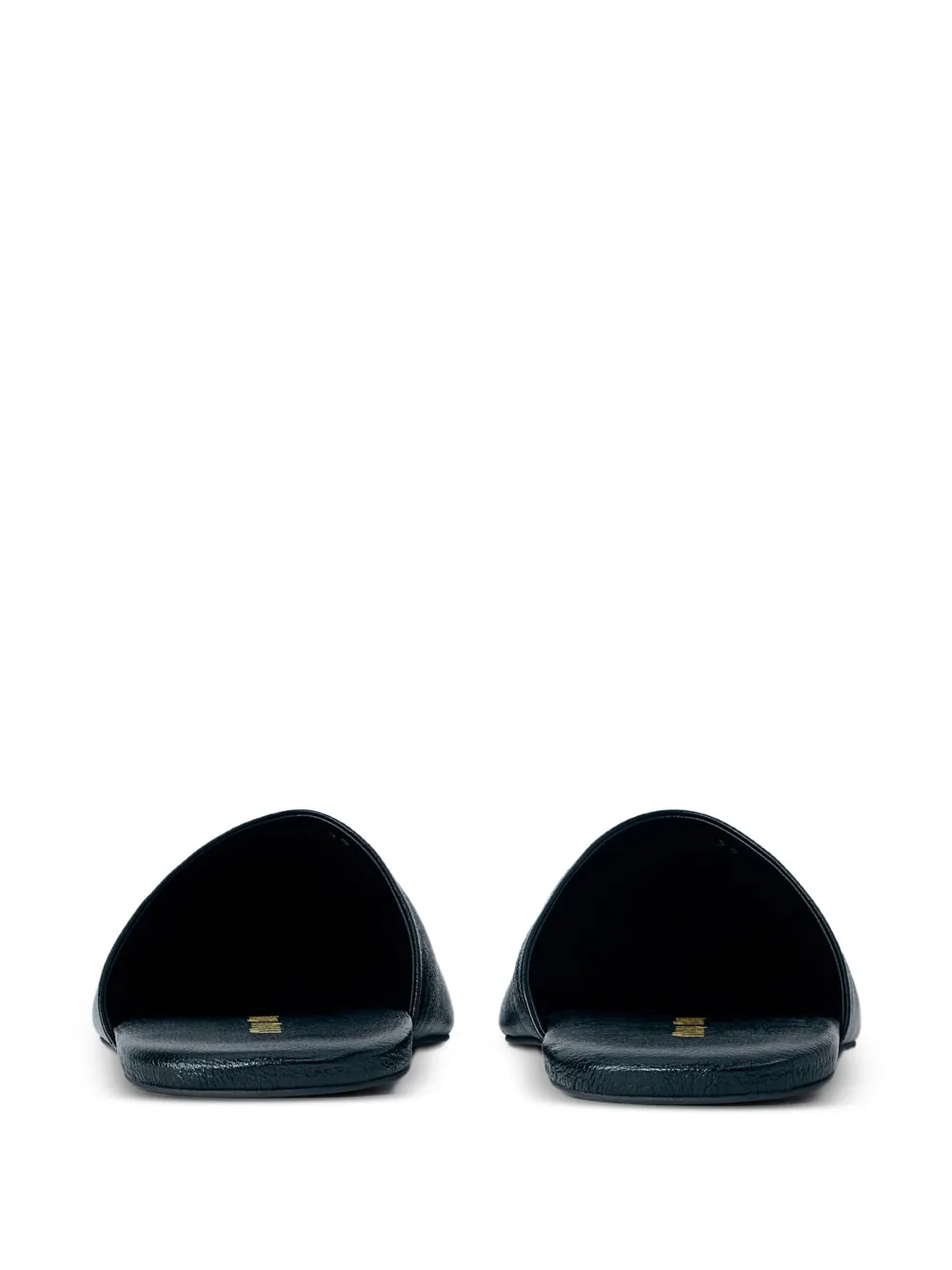 Miu logo-plaque leather slippers Groen