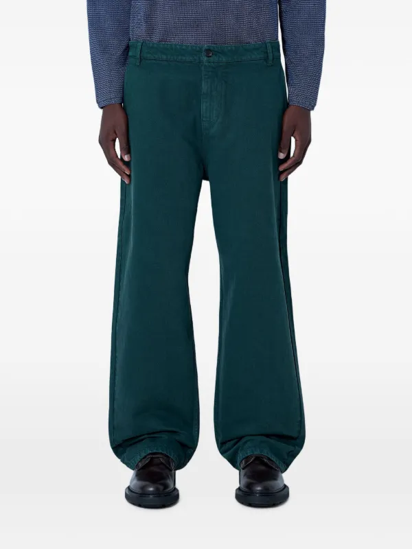 Miu Miu Relaxed-fit Wide-leg Trousers in Green