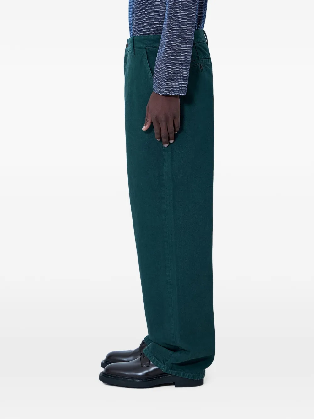 Miu Miu Relaxed-fit Wide-leg Trousers in Green, view 2