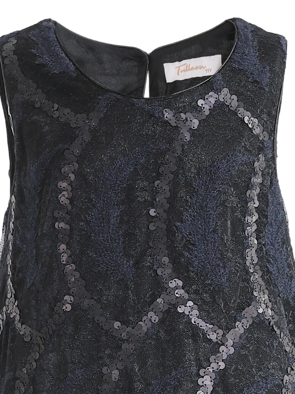 Tulleen Fiora jurk verfraaid met pailletten en ruches Blauw