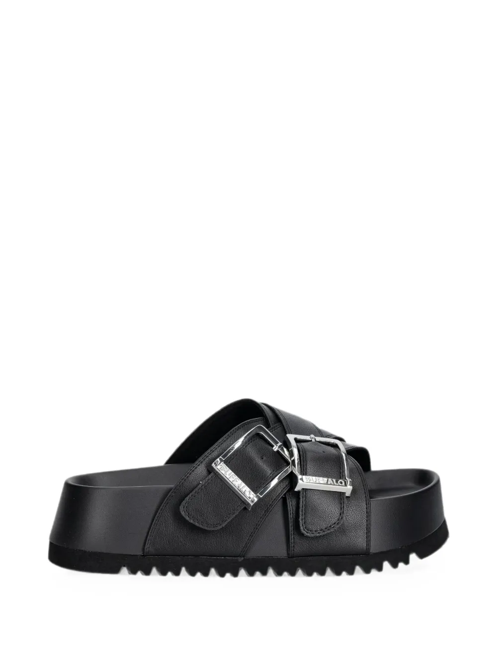Buffalo Jane Cross Buckle-fastening Platform Sandals In Black