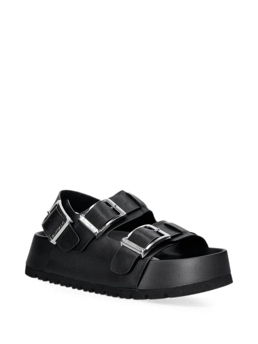 Buffalo Jane Athena sandalen met plateauzool en gespsluiting Zwart