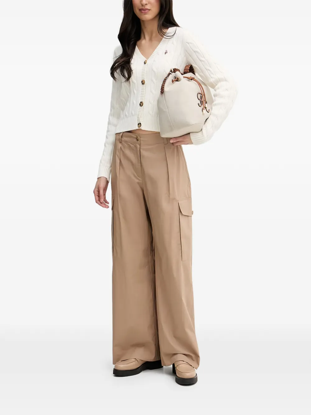 Blauer Caryll pleated cargo palazzo pants Beige