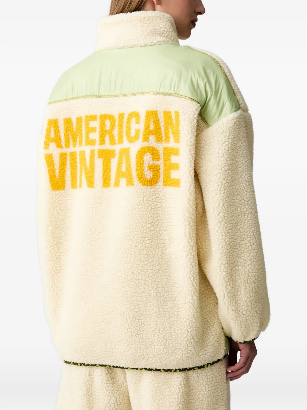 American Vintage Hoktown fleece trui met logo-patch Geel