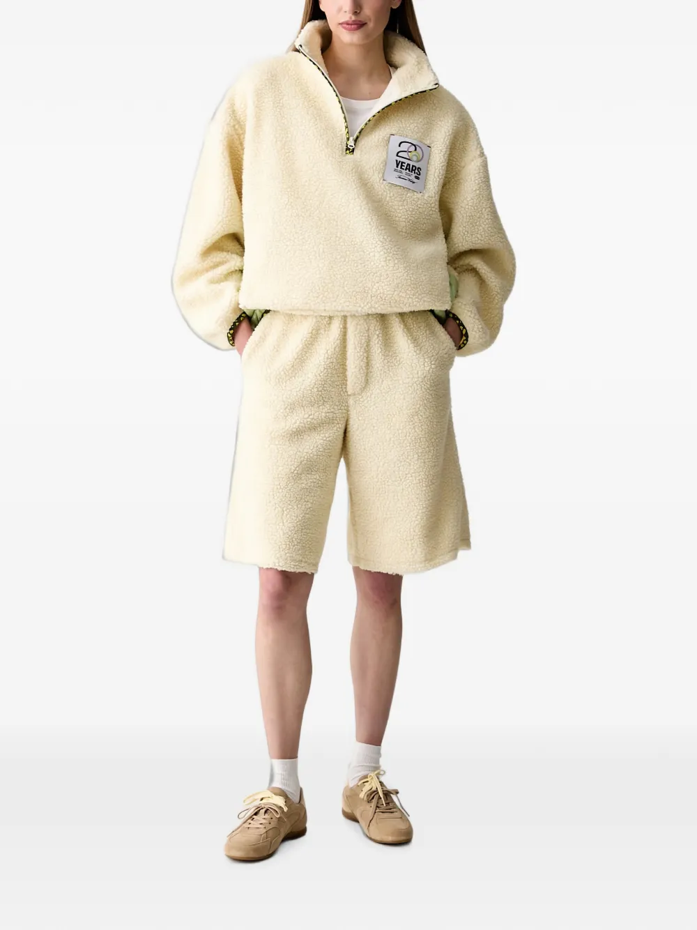 American Vintage Hoktown fleece trui met logo-patch Geel