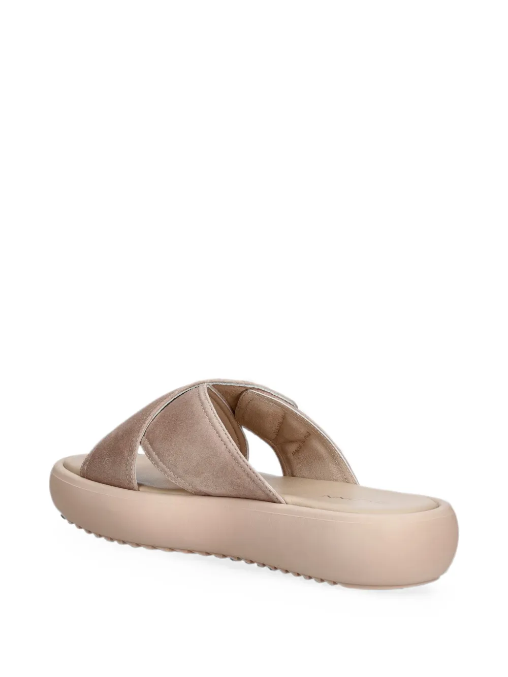 Baldinini logo-plaque crossover-strap suede slides Beige