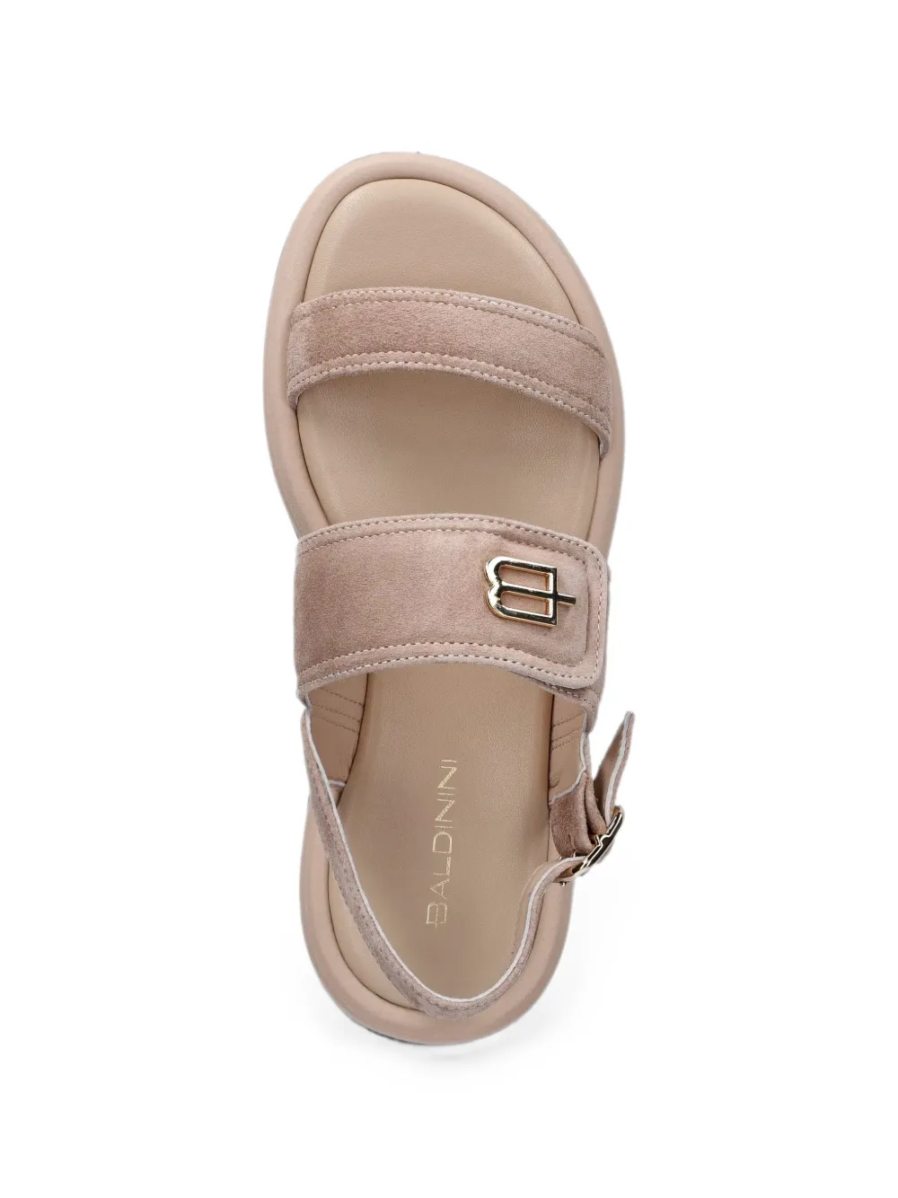 Baldinini Suède sandalen met klittenband en logo-plakkaat Beige