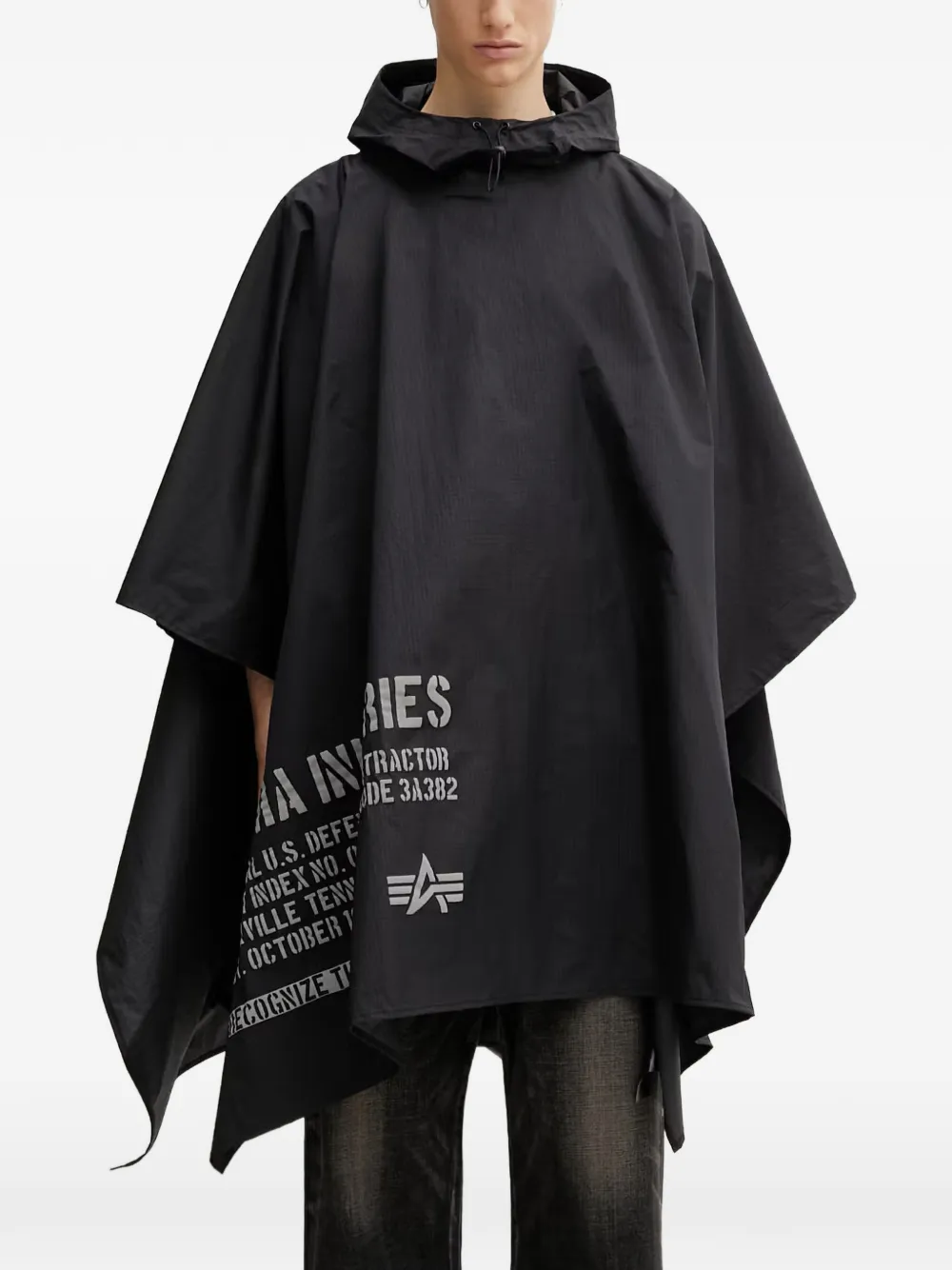 Alpha Industries logo-print rain hooded jacket | Black | Image 1
