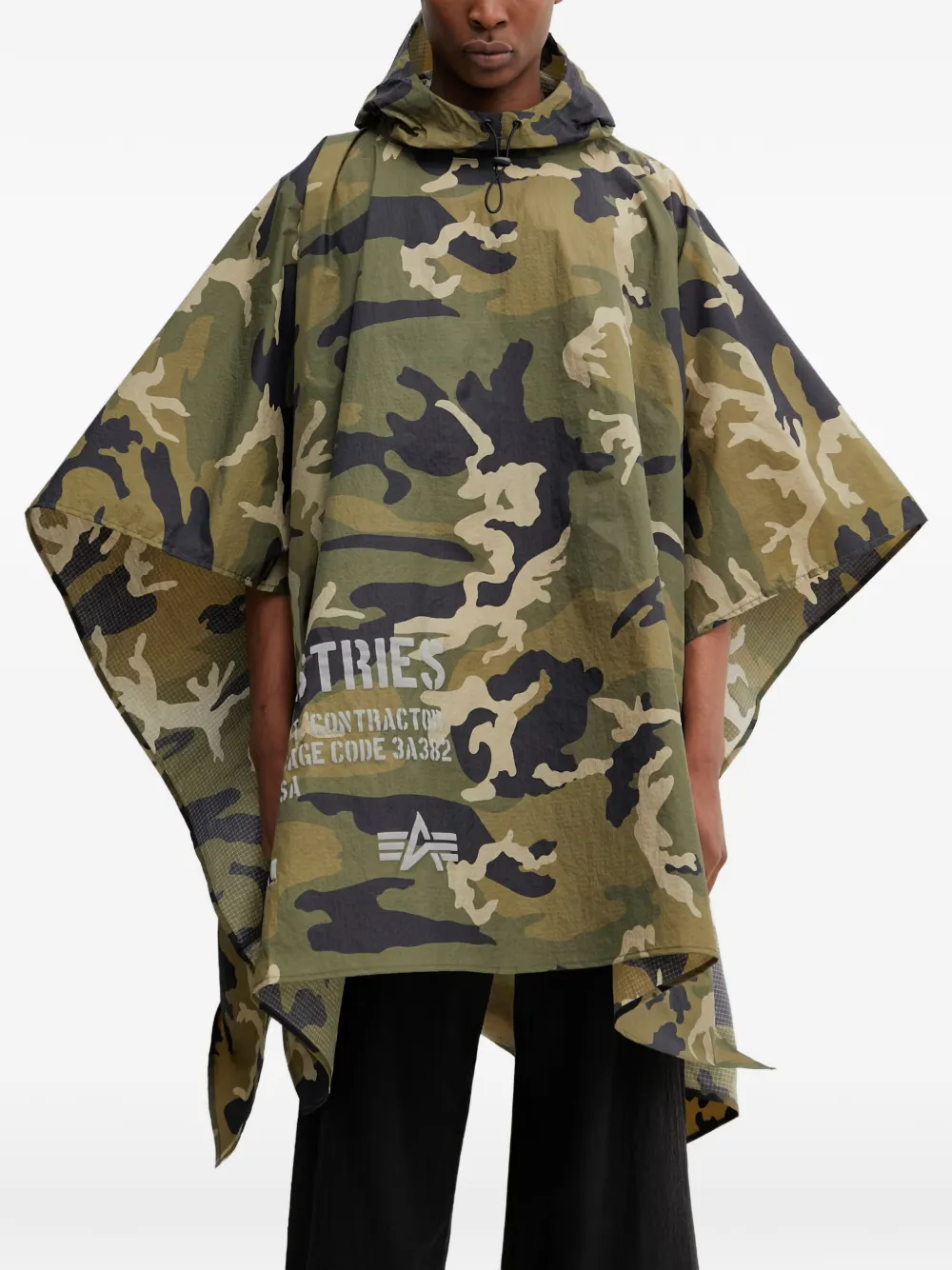 Alpha Industries camouflage-print hooded poncho | Green | Image 1