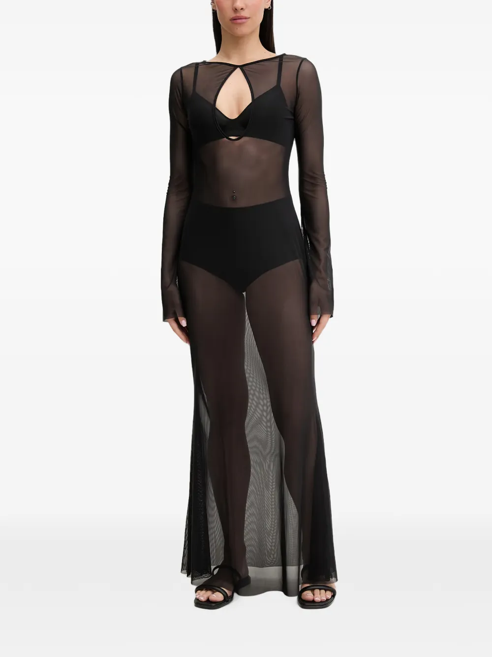 Bond-eye cut-out beach maxi dress - Schwarz