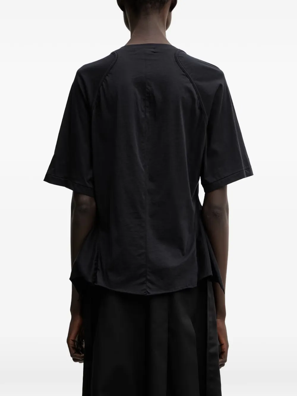 Undercover T-shirt met gerafelde afwerking en vlakken Zwart