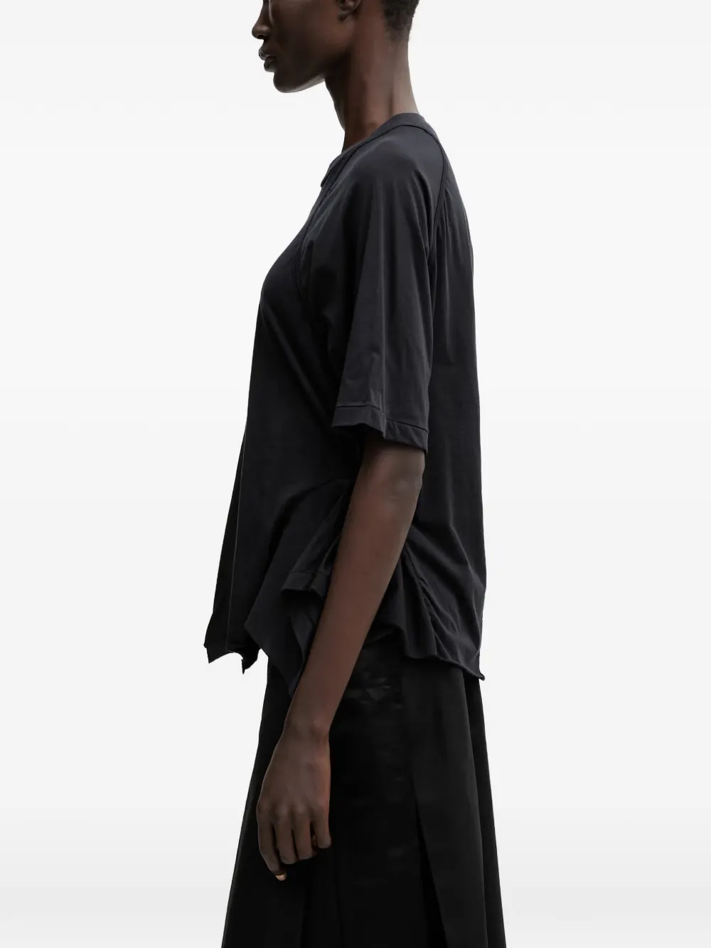 Undercover T-shirt met gerafelde afwerking en vlakken Zwart