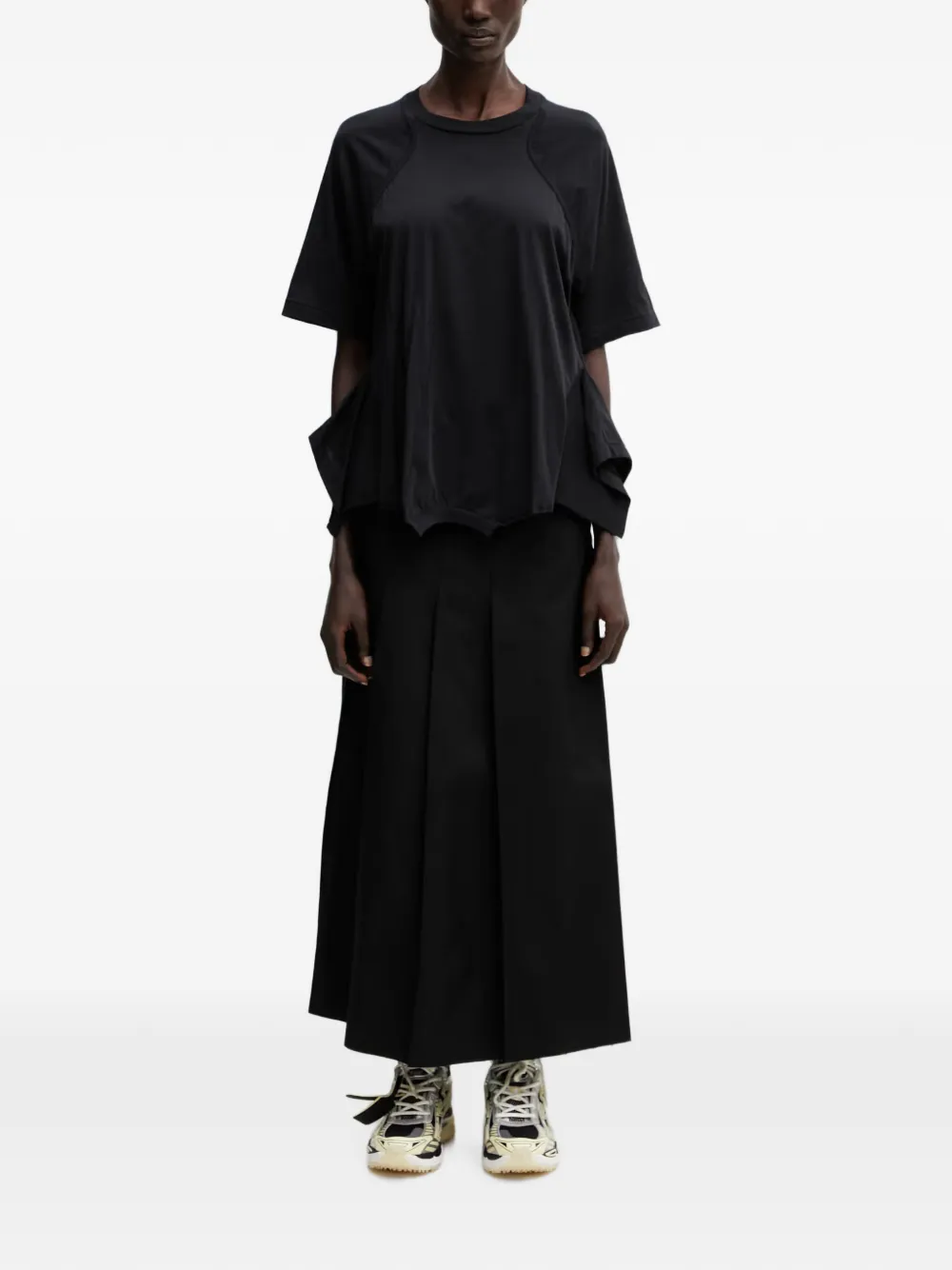 Undercover T-shirt met gerafelde afwerking en vlakken Zwart