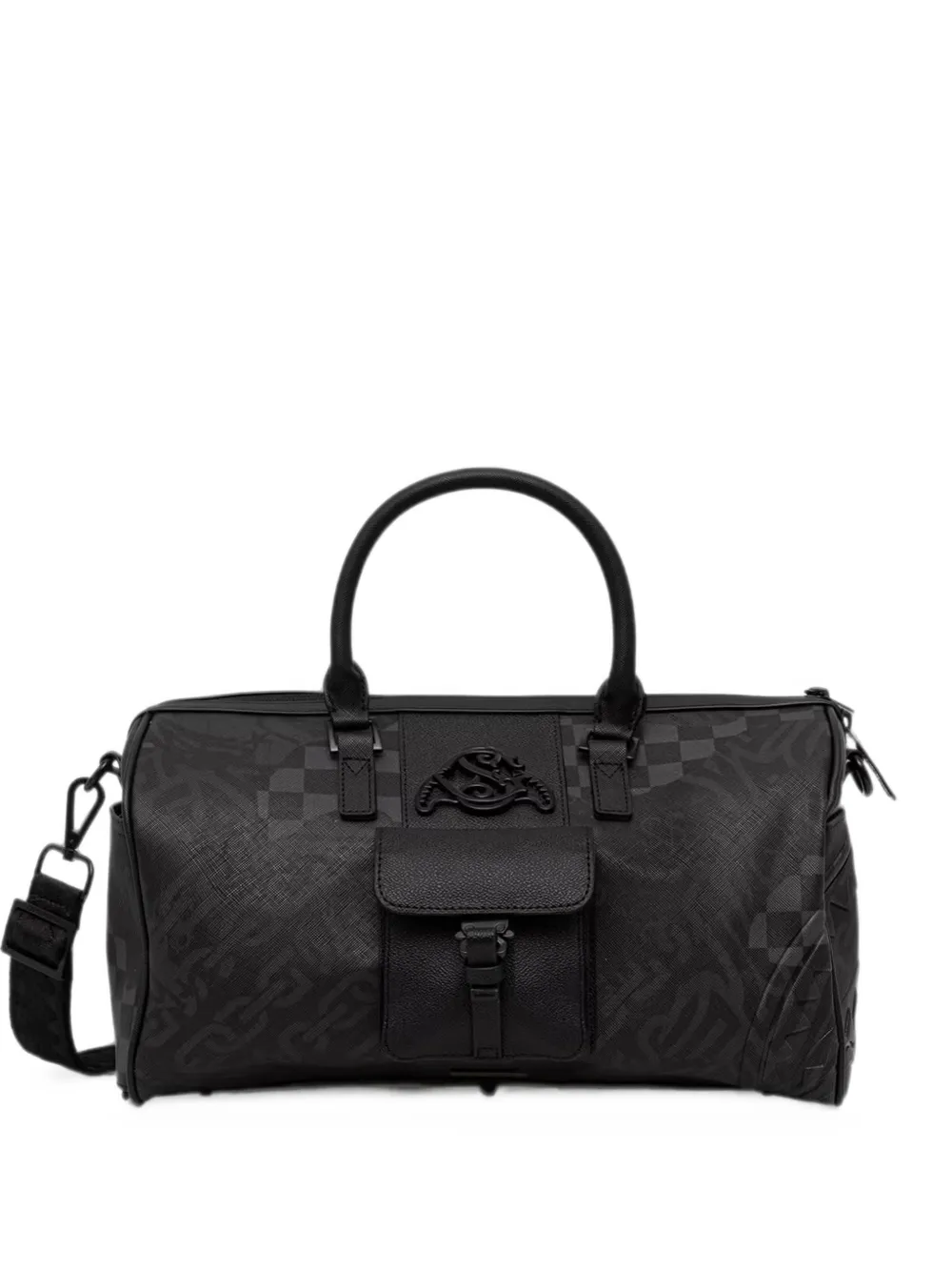 Sprayground check-pattern logo-patch holdall | Black | Image 1