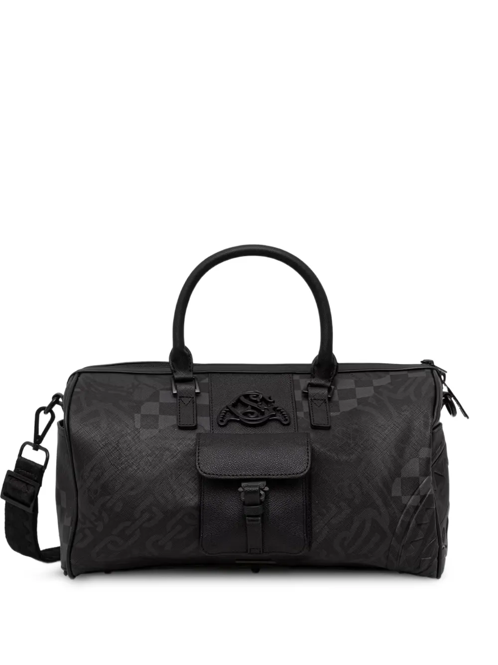 Sprayground check-pattern logo-patch holdall | Black | Image 1
