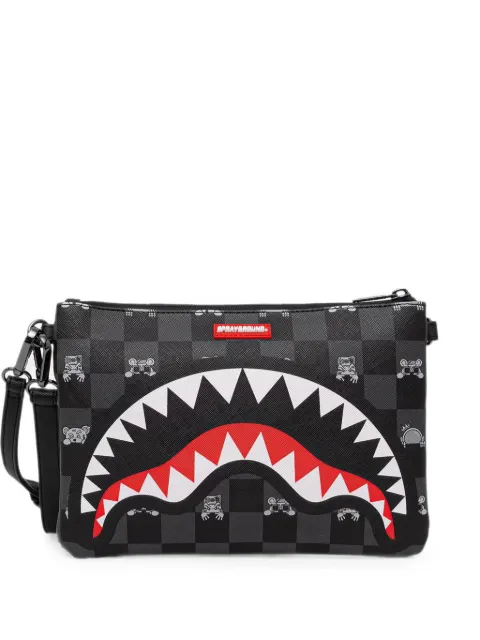 Sprayground Shark Mouth check-pattern  clutch bag