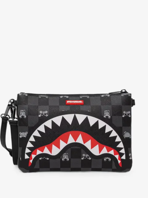 Sprayground Shark Mouth check-pattern  clutch bag
