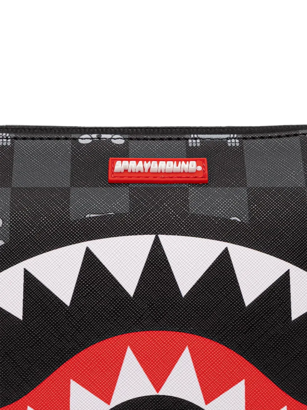 Sprayground Shark Mouth geruite clutch Zwart