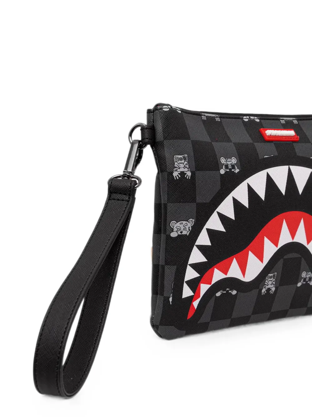 Sprayground Shark Mouth geruite clutch Zwart