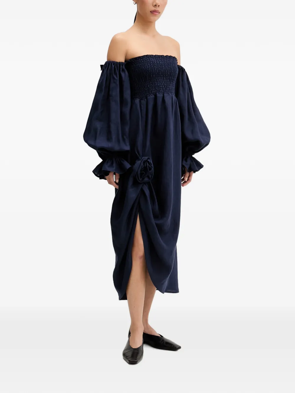 Sleeper Off-shoulder midi-jurk Blauw