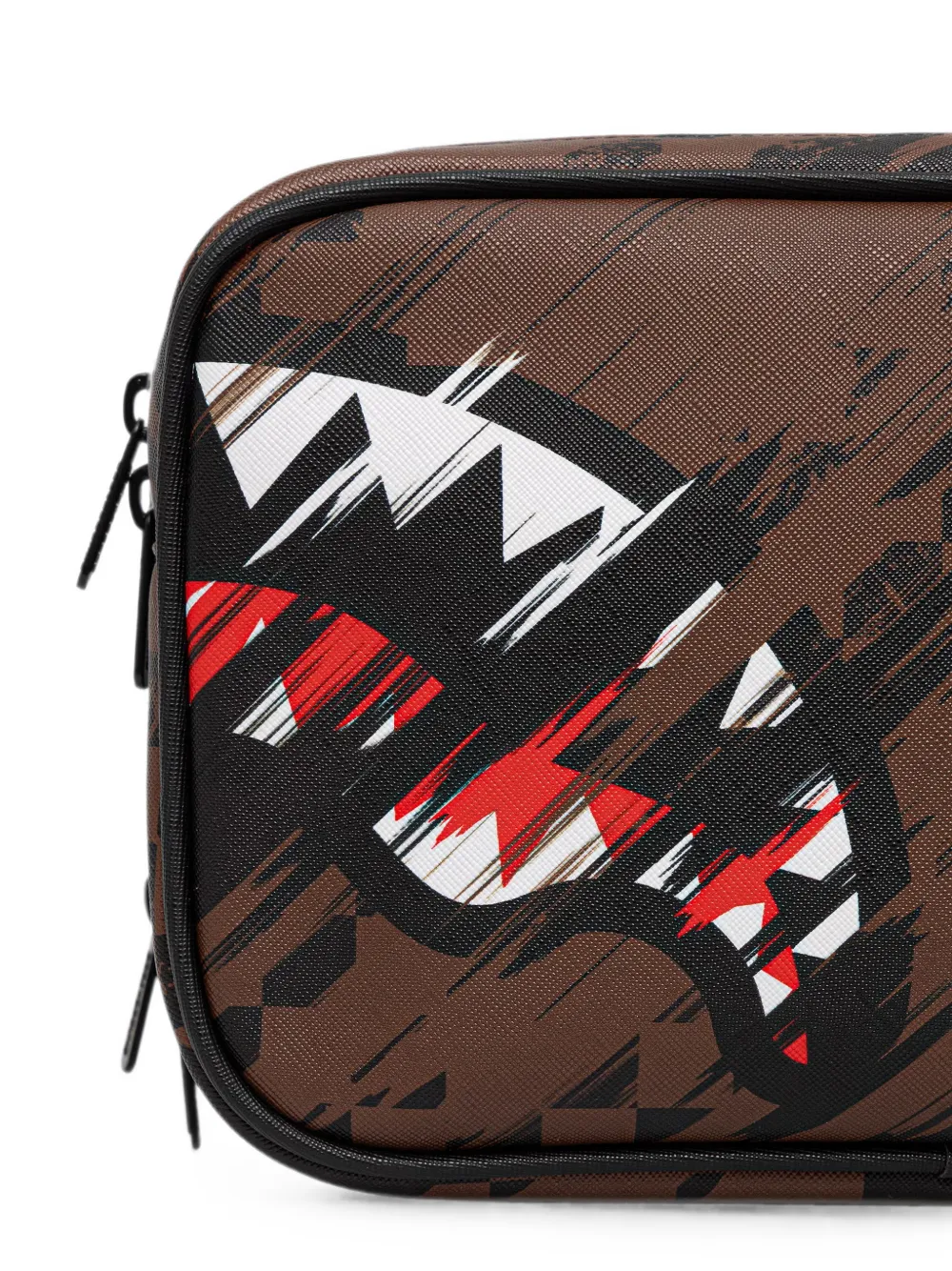 Sprayground Toilettas met haaienprint en rits Bruin
