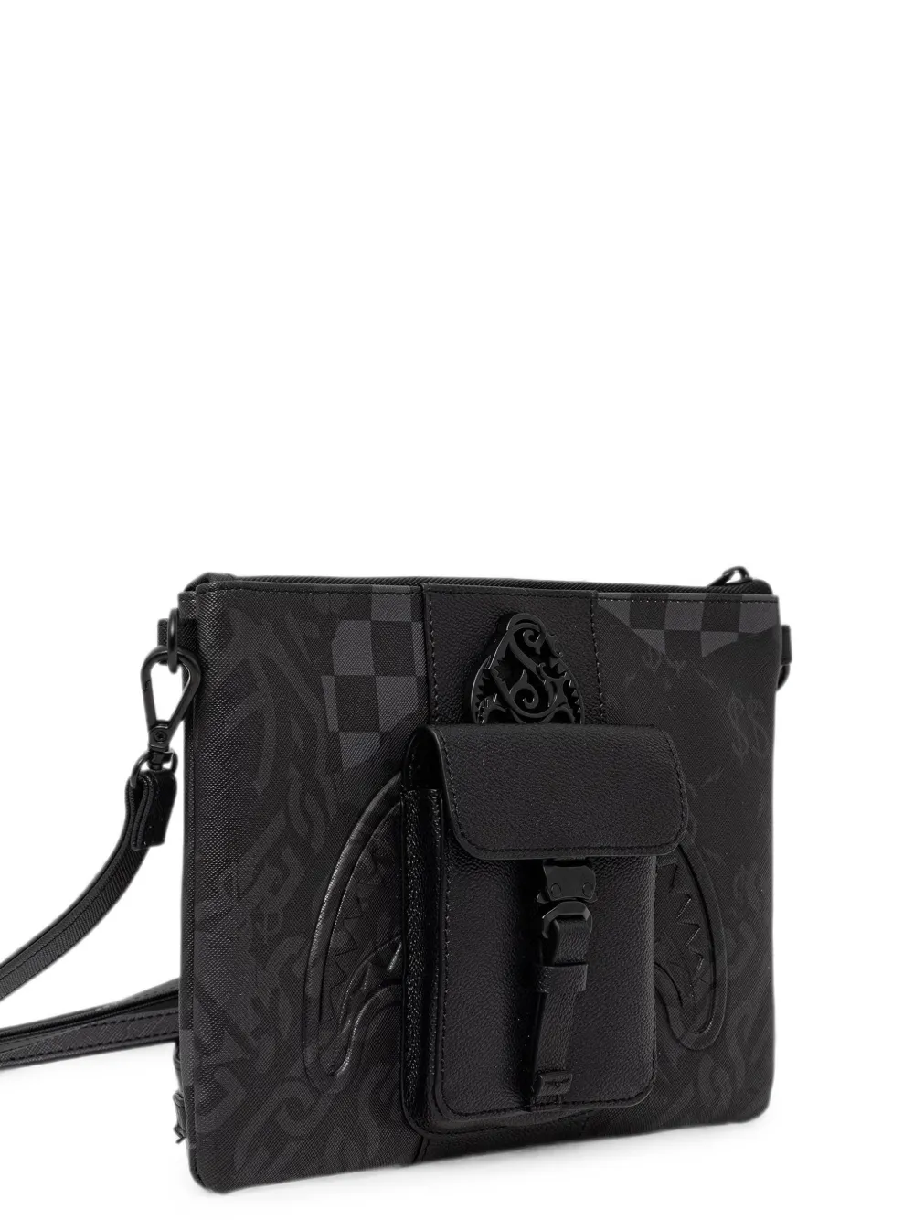 Sprayground Geruite clutch met haai-detail Zwart