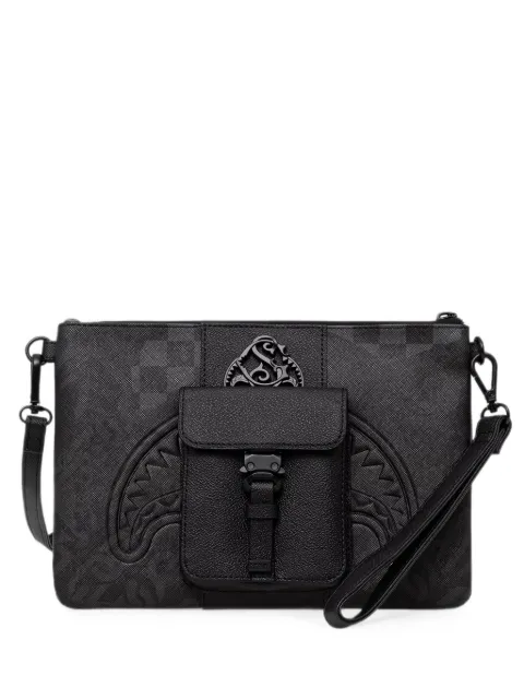Sprayground check-pattern shark-mouth clutch bag