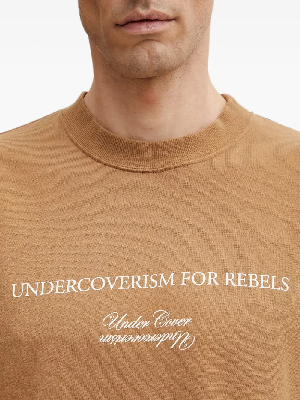 Undercover Sweater met tekst en gerafelde afwerking Bruin