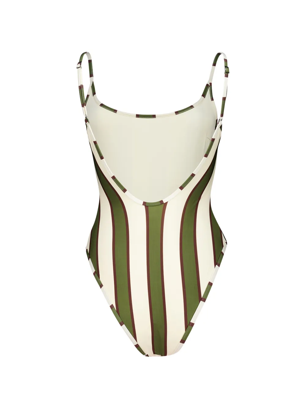 Haight Thidu Piping gestreept badpak met diepe ronde hals Groen