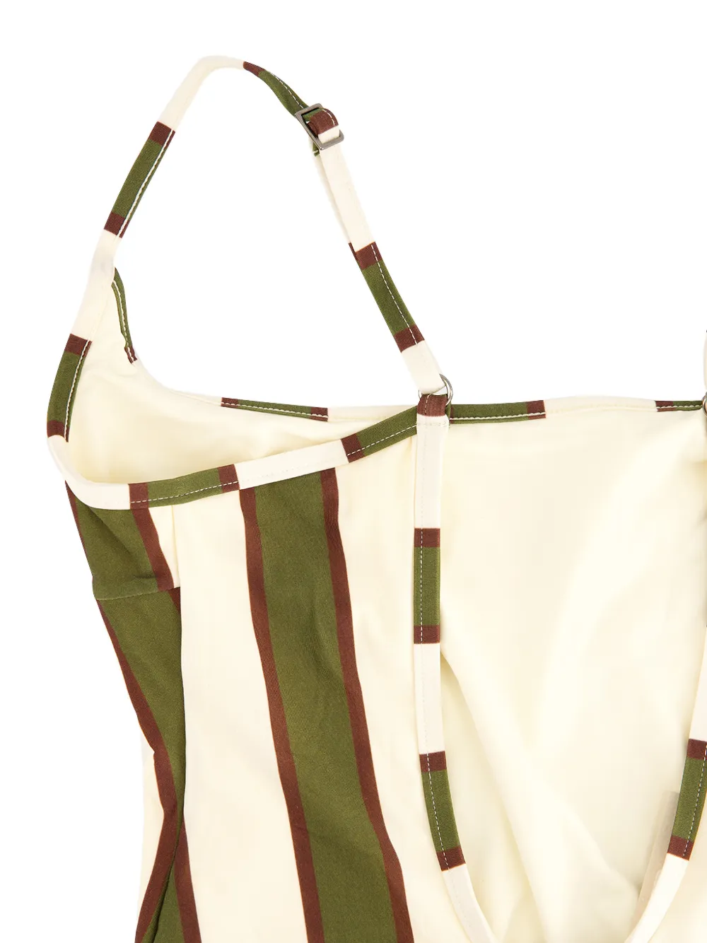 Haight Thidu Piping gestreept badpak met diepe ronde hals Groen