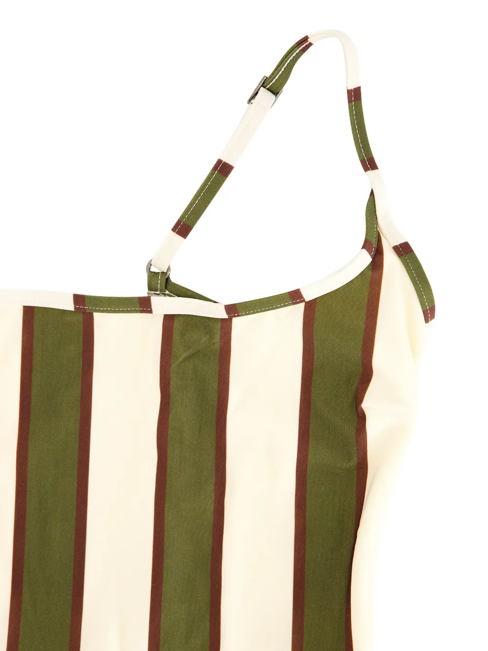 Haight Thidu Piping gestreept badpak met diepe ronde hals Groen