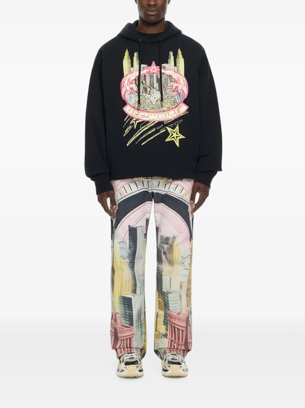 Off-White Hoodie met print Zwart