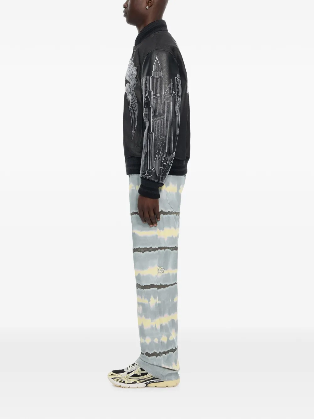 Off-White Skyline bomberjack met leren mouwen Zwart