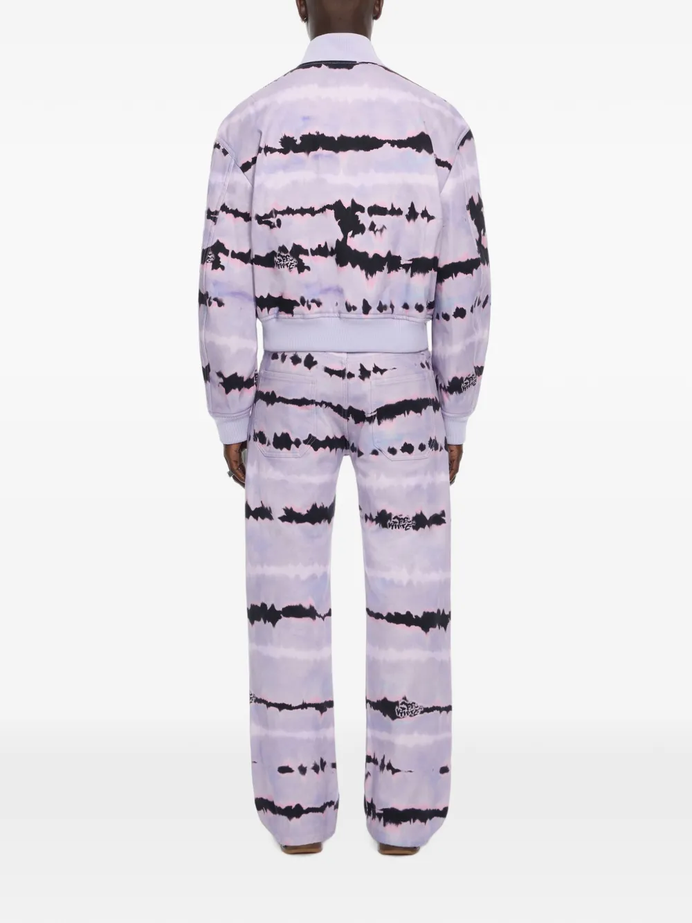 Off-White Cropped bomberjack met tie-dye print Paars