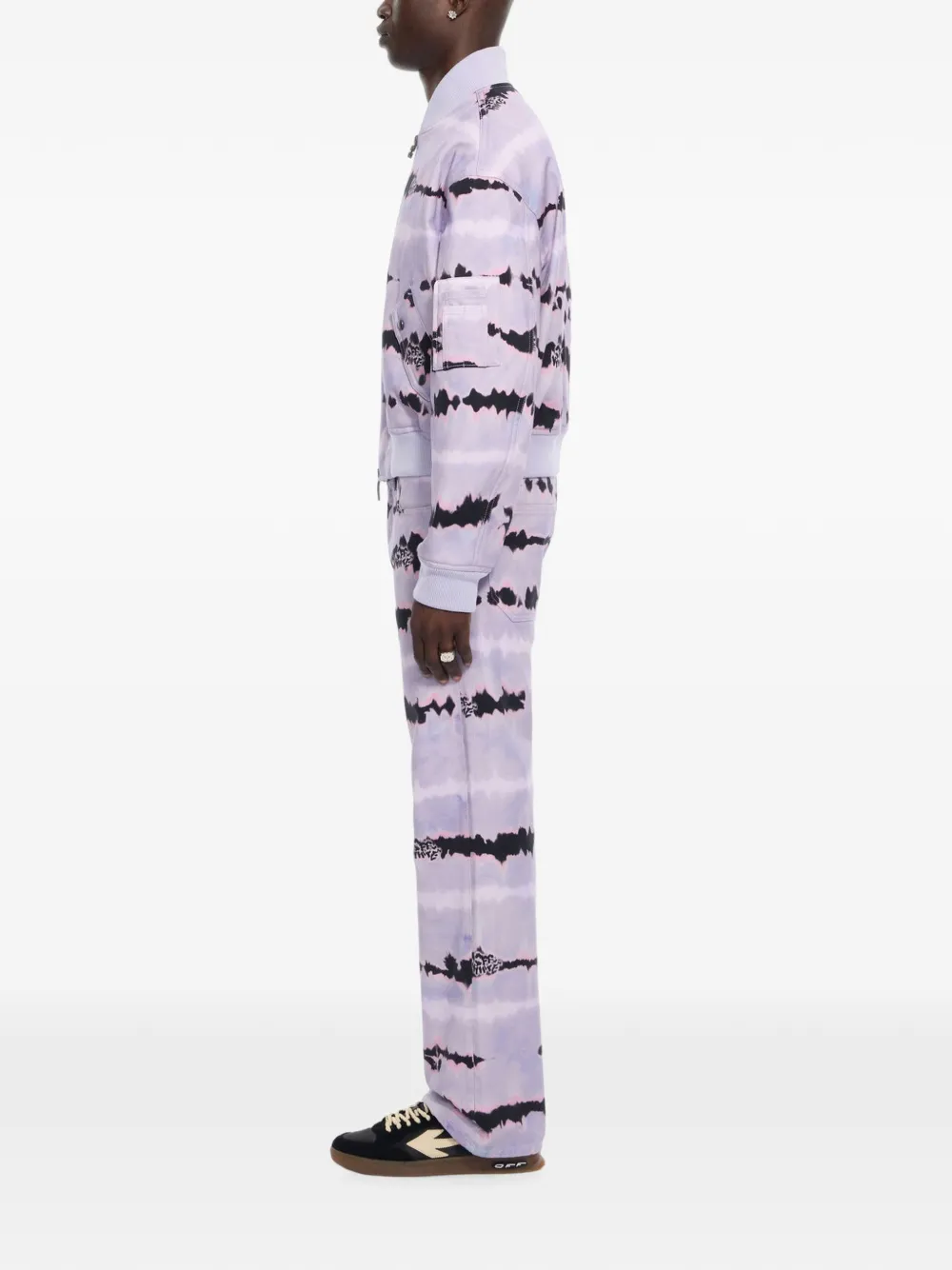 Off-White Cropped bomberjack met tie-dye print Paars