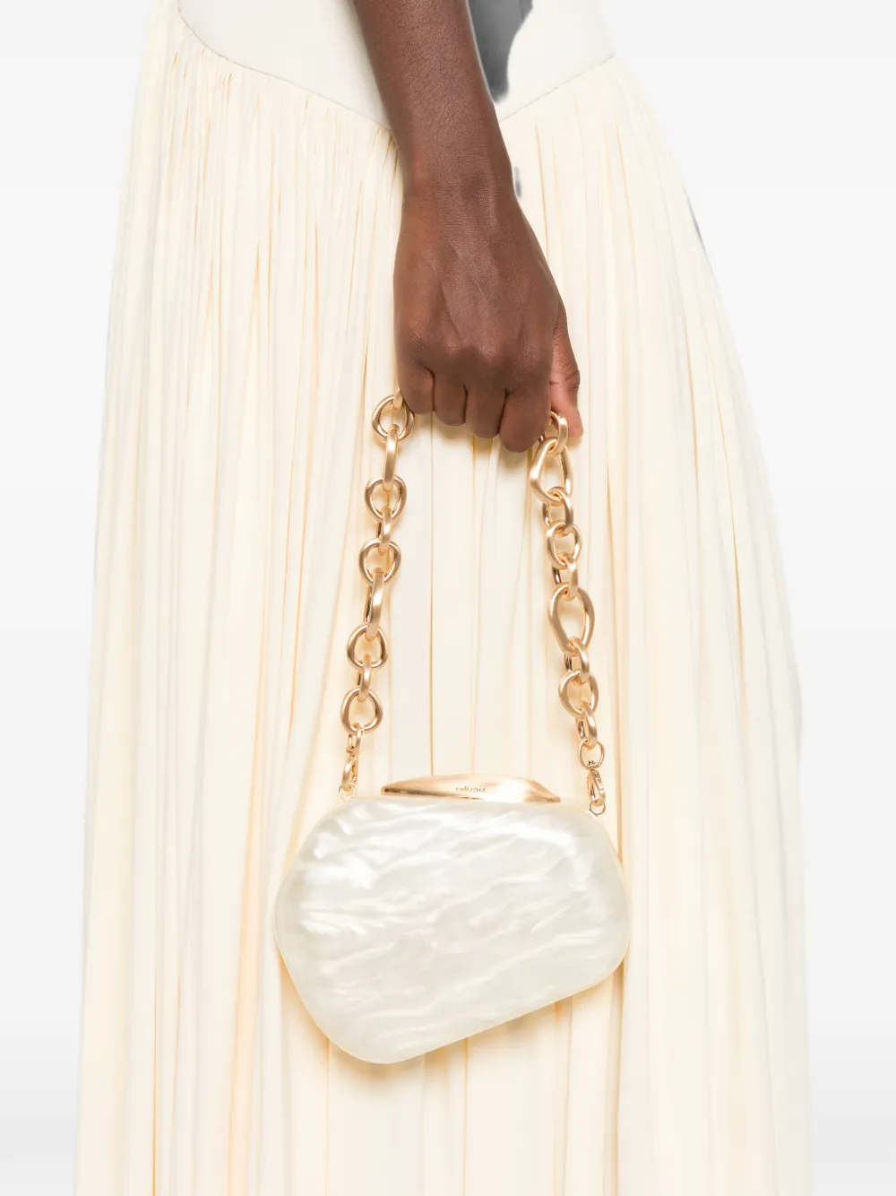 Cult Gaia Althea clutch met schakelketting Beige