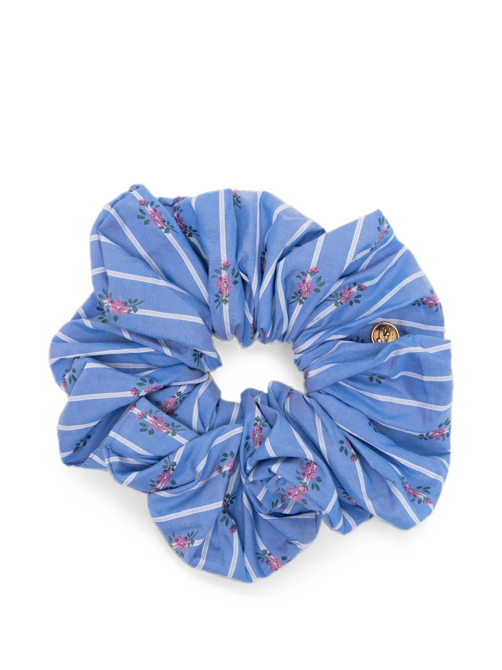 ETRO Gestreepte scrunchie met bloemenprint Blauw