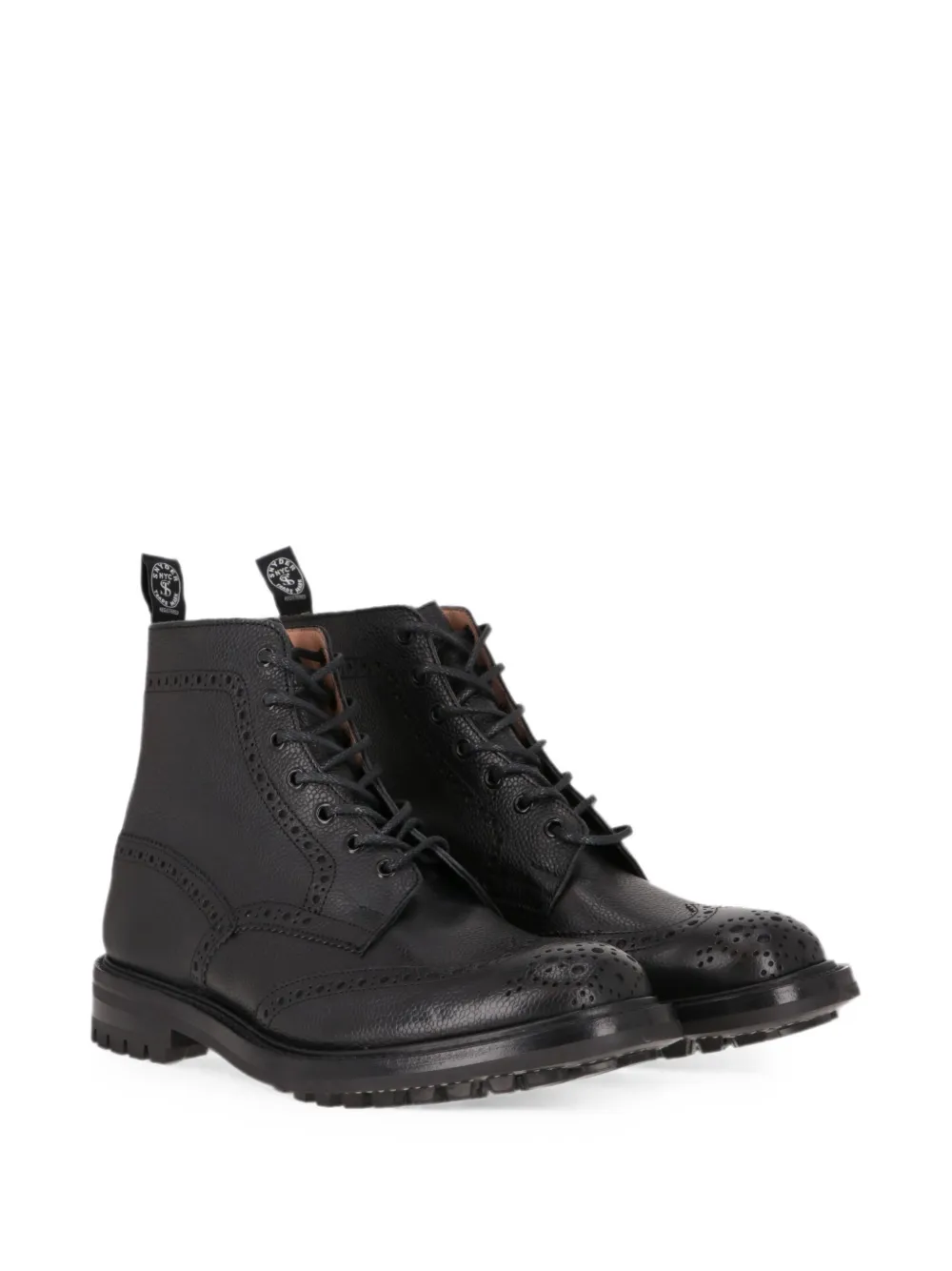 Todd Snyder brogue-detail pebbled-leather ankle boots Zwart