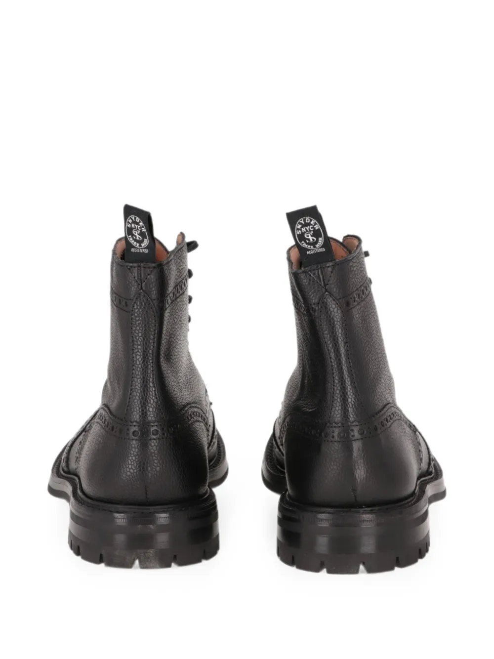 Todd Snyder brogue-detail pebbled-leather ankle boots Zwart